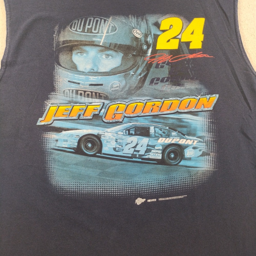 Vtg 90's Jeff Gordon NASCAR Sleeveless Shirt Men's L Blue Tank Top 2Sided Racing - Picture 4 of 9
